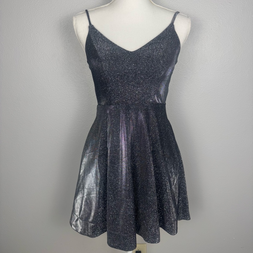 Speechless Juniors' Dress‎ Size 3 Black Silver Shimmer  Homecoming Pockets Flare